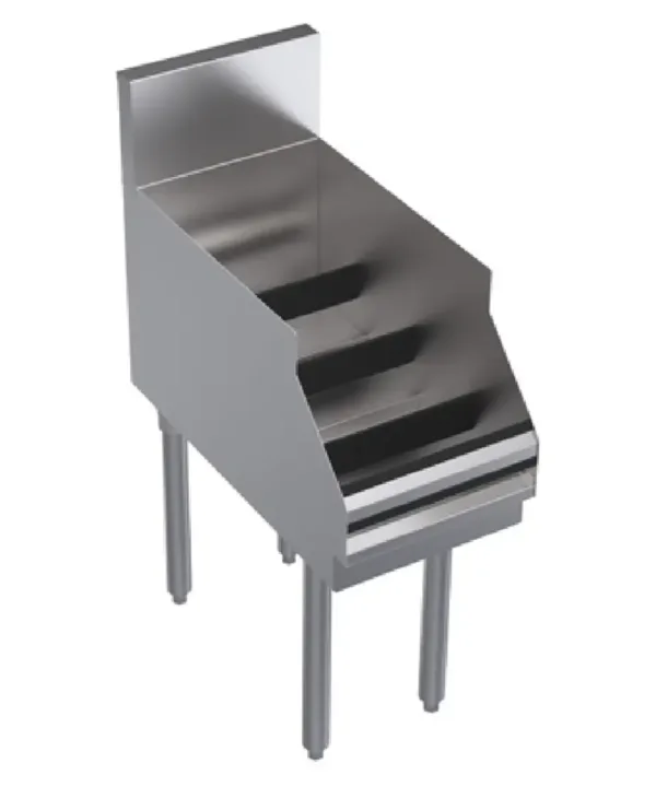 Krowne KR24-12RD Royal Series 4-step underbar liquor bottle display in stainless steel, front view
